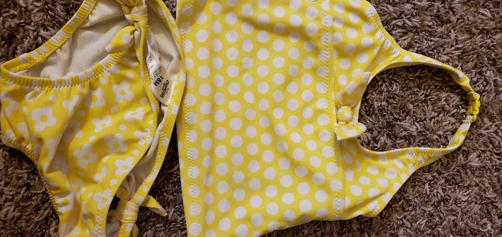 Baby yellow and white bathing suot